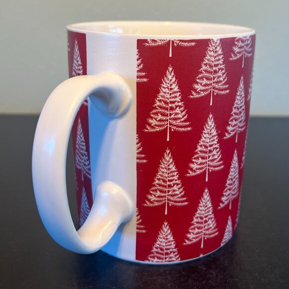 DesignPac Red with White Christmas Holiday Pine Trees Oversized Ceramic Mug - Picture 6 of 11